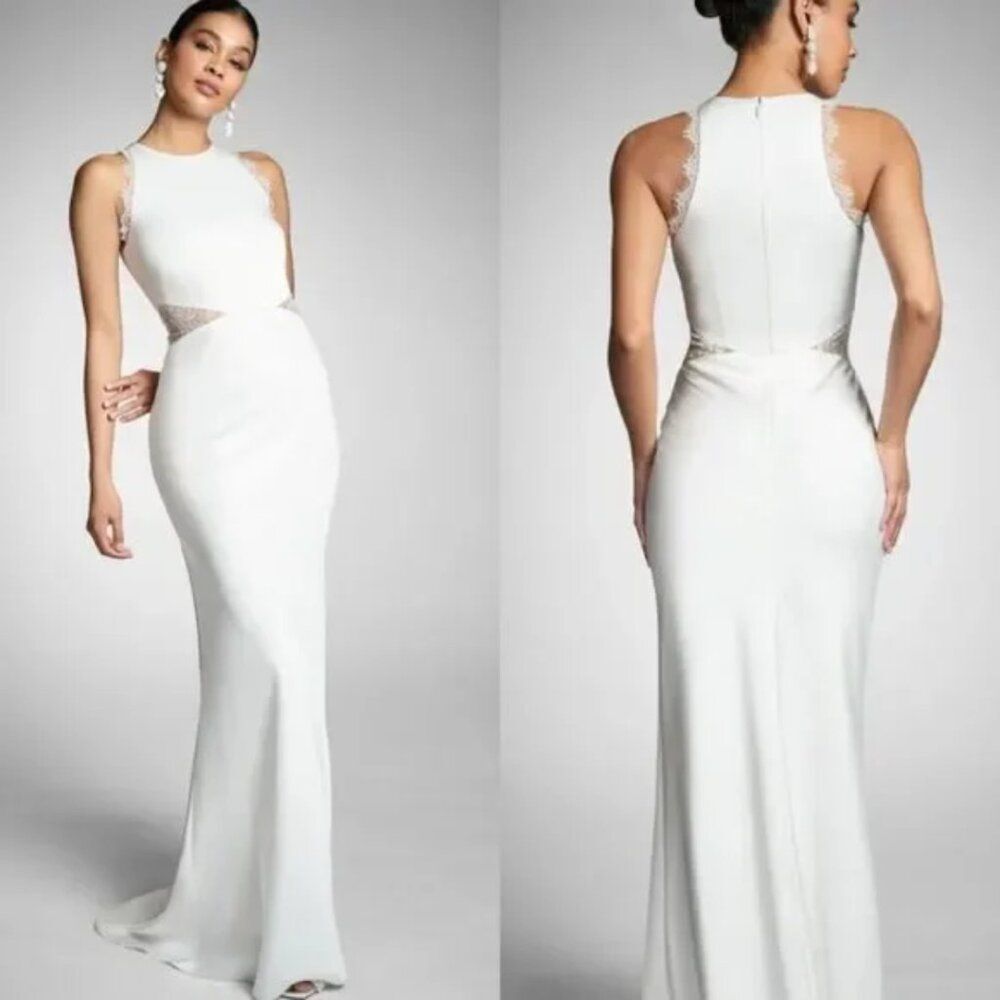 Sachin‎ & Babi Size 8 Isla White Lace Panel Gown Maxi Dress Anthropologie BHLDN
